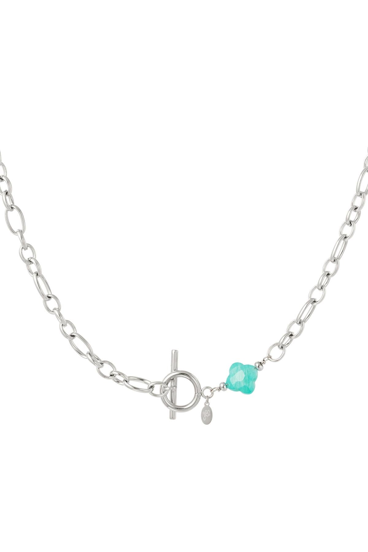 Collana acciaio inossidabile argento charm turchese