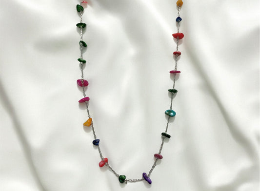 Collana acciaio inossidabile con perline colorate