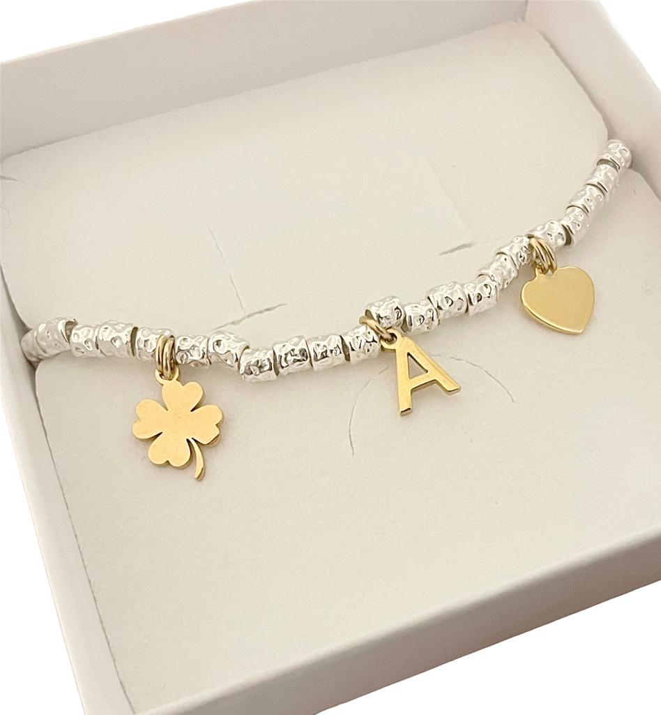 Bracciale Argento 925 con charm acciaio inossidabile