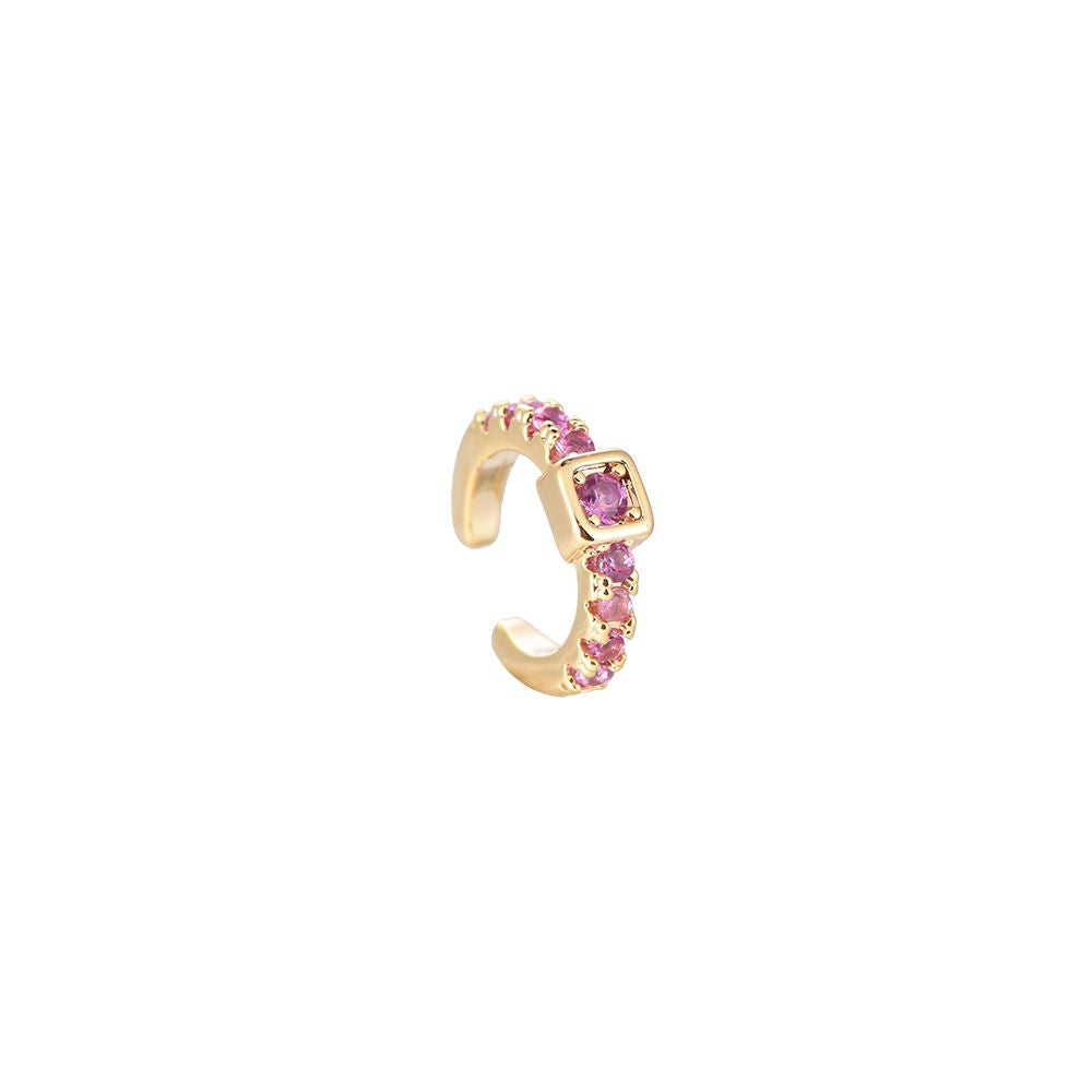 Ear cuff placcato oro zircone centrale rosa SCIARAH