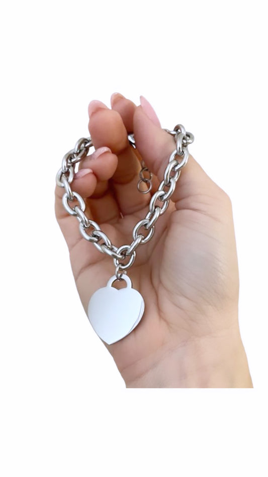 Bracciale catena acciaio con cuore Tif