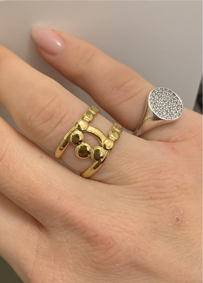 Anello in acciaio inossidabile regolabile  oro e argento double