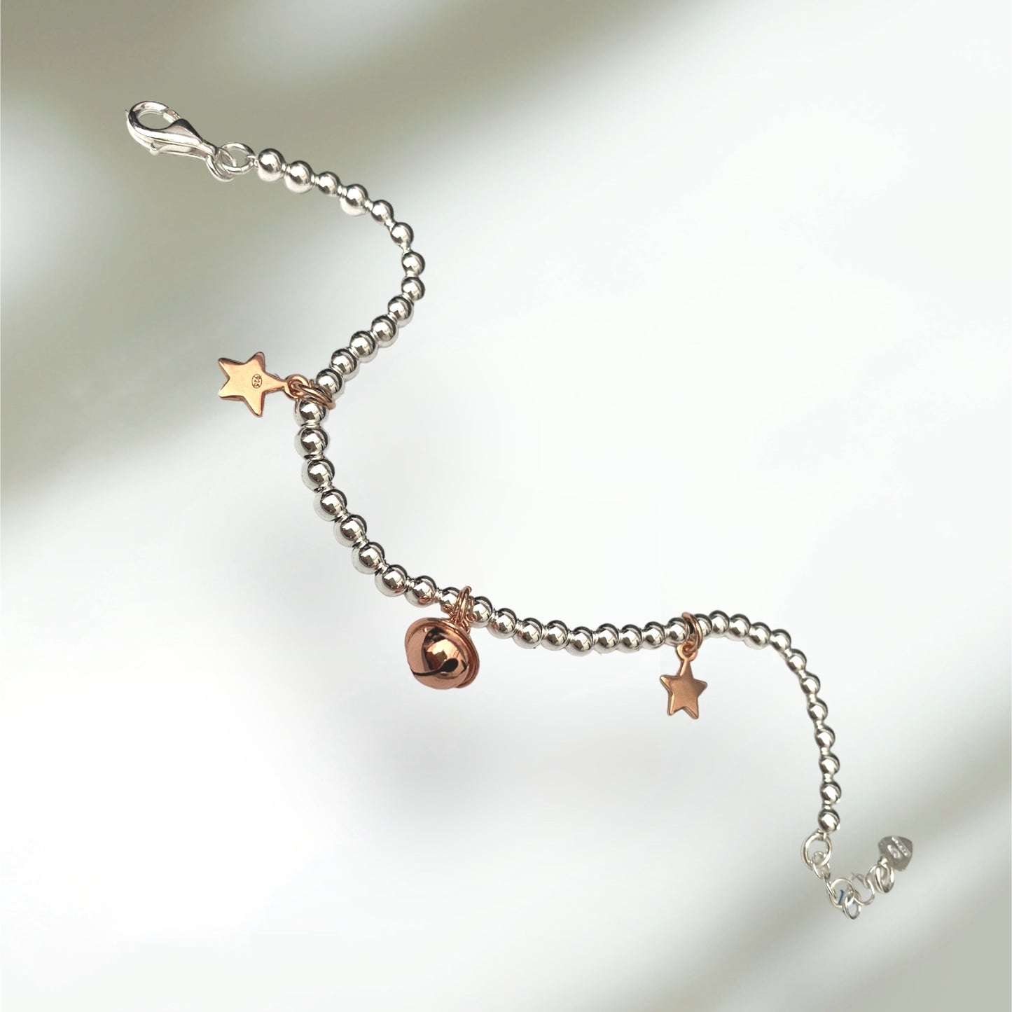 Bracciale palline argento 925 Charm rosegold